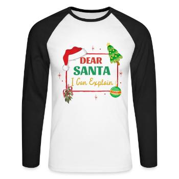 Dear Santa I Can Explain Funny Christmas - Unisex Long Sleeve Baseball T-Shirt - white/black - Front - Nik (191cm)