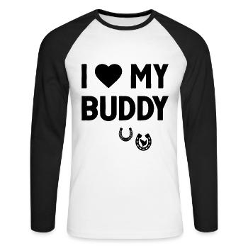 Ich Liebe Meinen Kumpel Pferdehufe Herz Zeichen - Unisex Baseballshirt langarm - Weiß/Schwarz - Vorne - Nik (191cm)