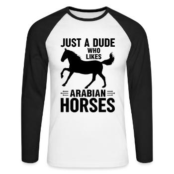 Juste un mec qui aime le club culturel Arabian Horses - T-shirt baseball manches longues Homme - blanc/noir - Devant - Nik (191cm)