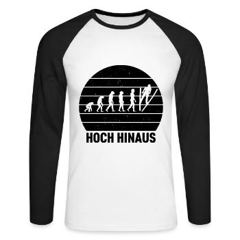 Hoch Hinaus Sonnenhintergrund Skispringen Winter - Unisex Baseballshirt langarm - Weiß/Schwarz - Vorne - Nik (191cm)