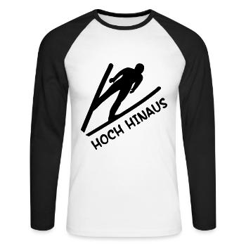 Hoch Hinaus Skispringen Wintersport - Unisex Baseballshirt langarm - Weiß/Schwarz - Vorne - Nik (191cm)