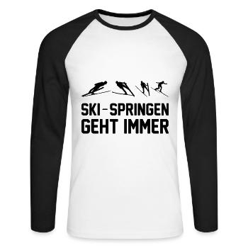Ski Springen Geht Immer Winter Hobby - Unisex Baseballshirt langarm - Weiß/Schwarz - Vorne - Nik (191cm)