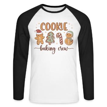 Christmas Cookie Baking Crew Funny Gingerbread - Unisex Long Sleeve Baseball T-Shirt - white/black - Front - Nik (191cm)