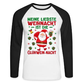 Christmas mulled wine night with St. Nicholas - Unisex Long Sleeve Baseball T-Shirt - white/black - Front - Nik (191cm)