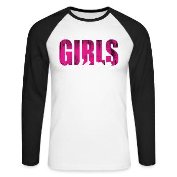 Fille dans une escouade de palefrenier de mission - T-shirt baseball manches longues Homme - blanc/noir - Devant - Nik (191cm)