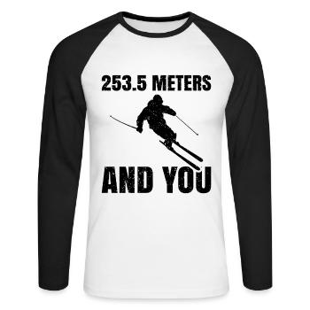 253,5 mètres et vous skiez - T-shirt baseball manches longues Homme - blanc/noir - Devant - Nik (191cm)
