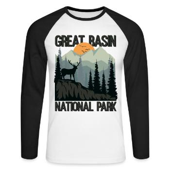 Great Basin National Park Mountains Wilderness - Unisex Long Sleeve Baseball T-Shirt - white/black - Front - Nik (191cm)