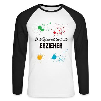 Erzieher Pädagoge Kindergarten Kindergärtner - Unisex Baseballshirt langarm - Weiß/Schwarz - Vorne - Nik (191cm)