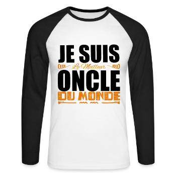 Je Suis Le Meilleur Oncle Du Monde, Cadeau oncle. - T-shirt baseball manches longues Homme - blanc/noir - Devant - Nik (191cm)