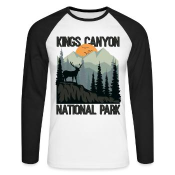Kings Canyon National Park Mountains Deer - Unisex Long Sleeve Baseball T-Shirt - white/black - Front - Nik (191cm)