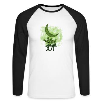 Zwei Skelette Sitzen Auf Einer Schaukel Und - Unisex Baseballshirt langarm - Weiß/Schwarz - Vorne - Nik (191cm)