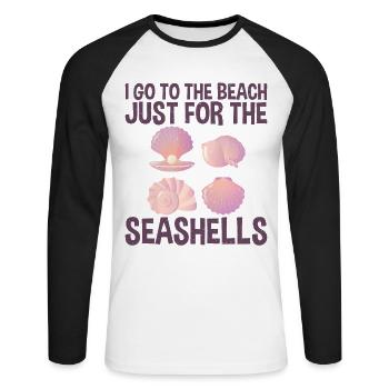 Go to Beach Sea Shell Collecting Shells - Unisex Long Sleeve Baseball T-Shirt - white/black - Front - Nik (191cm)