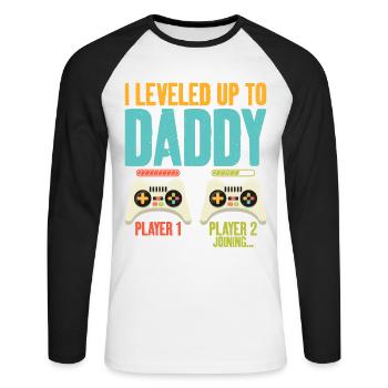 Je suis passé à Daddy Cool Art à bientôt - T-shirt baseball manches longues Homme - blanc/noir - Devant - Nik (191cm)