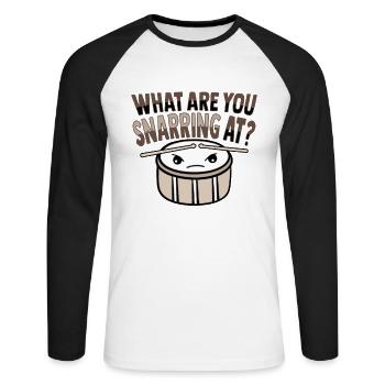 Drummsticks Caisse claire - T-shirt baseball manches longues Homme - blanc/noir - Devant - Nik (191cm)