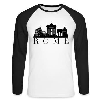 Rome - T-shirt baseball manches longues Homme - blanc/noir - Devant - Nik (191cm)