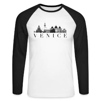 Venice - Unisex Long Sleeve Baseball T-Shirt - white/black - Front - Nik (191cm)