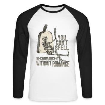 Untote Romantik Nekromant Skelett Gothic Satanist - Unisex Baseballshirt langarm - Weiß/Schwarz - Vorne - Nik (191cm)