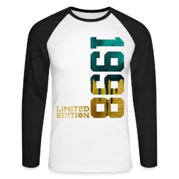28TH BIRTHDAY LIMITED EDITION 1998 - Unisex Long Sleeve Baseball T-Shirt - white/black - Front - Nik (191cm)