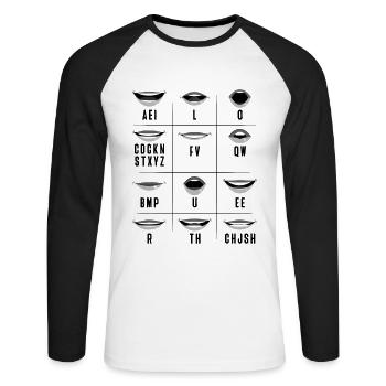 Lippenlesen ASL Handgesten Gehörlose - Unisex Baseballshirt langarm - Weiß/Schwarz - Vorne - Nik (191cm)