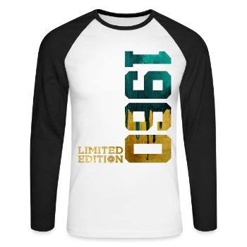 66E ANNIVERSAIRE ÉDITION LIMITÉE 1960 - T-shirt baseball manches longues Homme - blanc/noir - Devant - Nik (191cm)