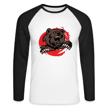 Bear and USA flag for USA and nature lovers - Unisex Long Sleeve Baseball T-Shirt - white/black - Front - Nik (191cm)
