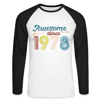 Vintage 1978 Retro Bitrthday Edition Limitée - T-shirt baseball manches longues Homme - blanc/noir - Devant - Nik (191cm)