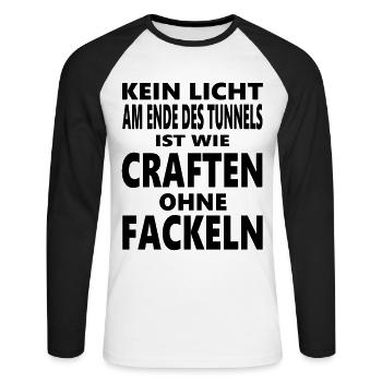 Kein Licht am Ende des Tunnels Craften Gaming Nerd - Unisex Baseballshirt langarm - Weiß/Schwarz - Vorne - Nik (191cm)