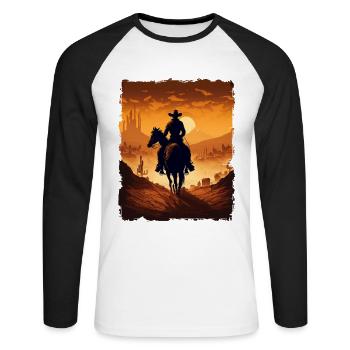 Western Cowboy Desert - Unisex Long Sleeve Baseball T-Shirt - white/black - Front - Nik (191cm)