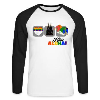 Jede Jeck es anders! Ich auch. LGBTQ Karneval Köln - Unisex Baseballshirt langarm - Weiß/Schwarz - Vorne - Nik (191cm)