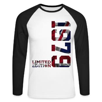 ÉDITION LIMITÉE ANGLETERRE 1979 ANNIVERSAIRE BRITANNIQUE - T-shirt baseball manches longues Homme - blanc/noir - Devant - Nik (191cm)