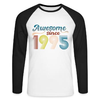 Vintage 1995 Retro Bitrthday Edition Limitée - T-shirt baseball manches longues Homme - blanc/noir - Devant - Nik (191cm)