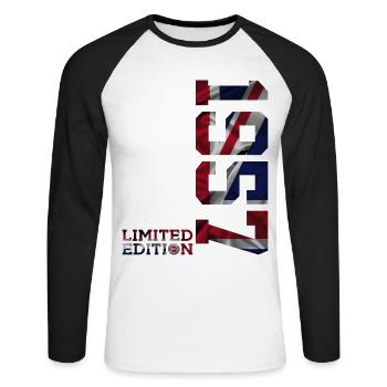 ENGLAND LIMITED EDITION 1957 UK 69TH BIRTHDAY - Unisex Long Sleeve Baseball T-Shirt - white/black - Front - Nik (191cm)