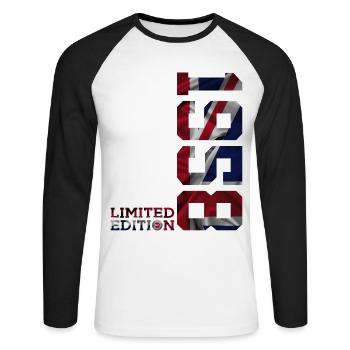 ENGLAND LIMITED EDITION 1958 UK 68TH BIRTHDAY - Unisex Long Sleeve Baseball T-Shirt - white/black - Front - Nik (191cm)