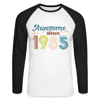 Vintage 1985 Retro Bitrthday Limited Edition - Unisex Long Sleeve Baseball T-Shirt - white/black - Front - Nik (191cm)