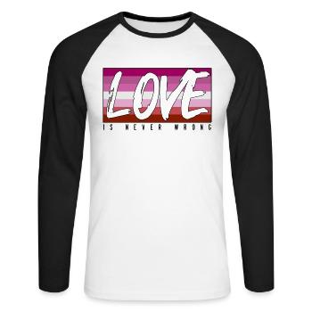 L’amour LGBTQ n’est jamais faux - T-shirt baseball manches longues Homme - blanc/noir - Devant - Nik (191cm)