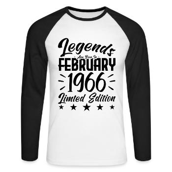 Geboren 1966. Geburtstagsgeschenk. - Unisex Baseballshirt langarm - Weiß/Schwarz - Vorne - Nik (191cm)