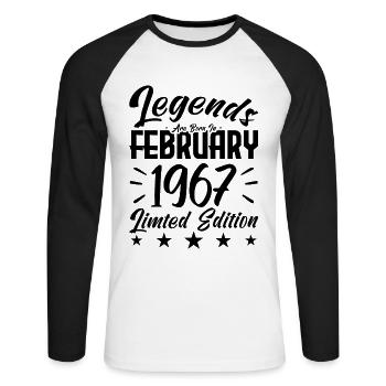 Naissance En Février 1967. Cadeau d'anniversaire. - T-shirt baseball manches longues Homme - blanc/noir - Devant - Nik (191cm)