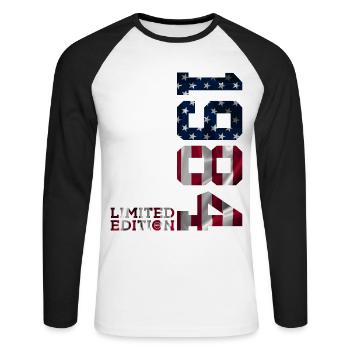 ÉDITION LIMITÉE 1984 ANNIVERSAIRE AMÉRICAIN - T-shirt baseball manches longues Homme - blanc/noir - Devant - Nik (191cm)