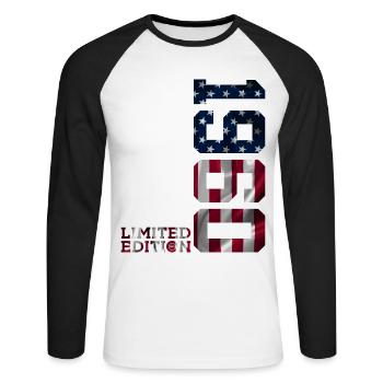LIMITED EDITION 1960 USA 66TH BIRTHDAY - Unisex Long Sleeve Baseball T-Shirt - white/black - Front - Nik (191cm)
