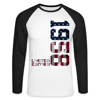 LIMITED EDITION 1958 USA 68TH BIRTHDAY - Unisex Long Sleeve Baseball T-Shirt - white/black - Front - Nik (191cm)