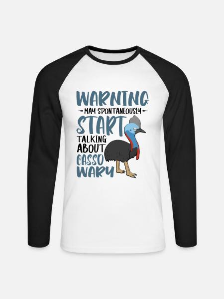 start talking about Cassowary - Unisex Baseballshirt langarm - Weiß/Schwarz