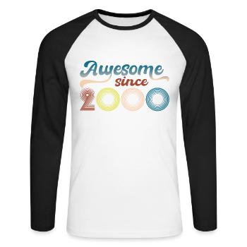 Year 2000 Retro Bitrthday Limited Edition - Unisex Long Sleeve Baseball T-Shirt - white/black - Front - Nik (191cm)