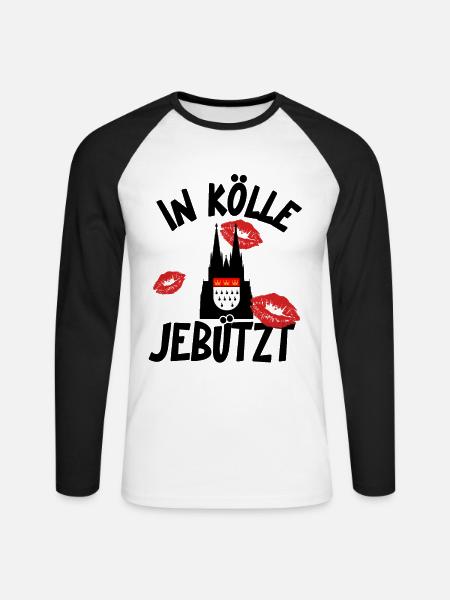 Karneval Kostüm Kölle Alaaf Herz Köln jebützt - Unisex Baseballshirt langarm - Weiß/Schwarz