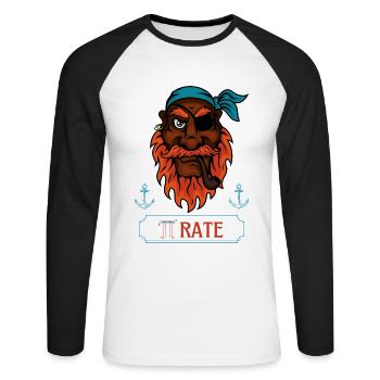 Pi Rate Math And Pirate Lover Design For Pi Day - Unisex Long Sleeve Baseball T-Shirt - white/black - Front - Nik (191cm)