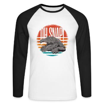 Tierreptil-alligator-illustration Oh Snap - Unisex Baseballshirt langarm - Weiß/Schwarz - Vorne - Nik (191cm)