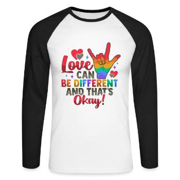 Gay Pride LGBTQ Design für eine Pride Parade - Unisex Baseballshirt langarm - Weiß/Schwarz - Vorne - Nik (191cm)
