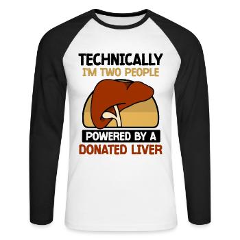 powered by a donated Liver - Unisex Baseballshirt langarm - Weiß/Schwarz - Vorne - Nik (191cm)