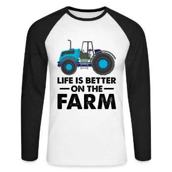 Life is better on the farm Farmers - Unisex Long Sleeve Baseball T-Shirt - white/black - Front - Nik (191cm)