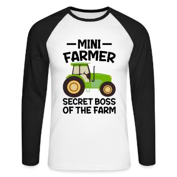 Farmer Secret Boss of Farm CEO Table - T-shirt baseball manches longues Homme - blanc/noir - Devant - Nik (191cm)