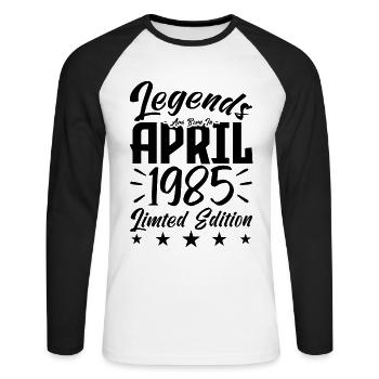 Naissance En avril 1985 Cadeau d'anniversaire 1985 - T-shirt baseball manches longues Homme - blanc/noir - Devant - Nik (191cm)
